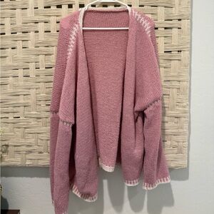 Amazon Women's Pink and White Cardigan